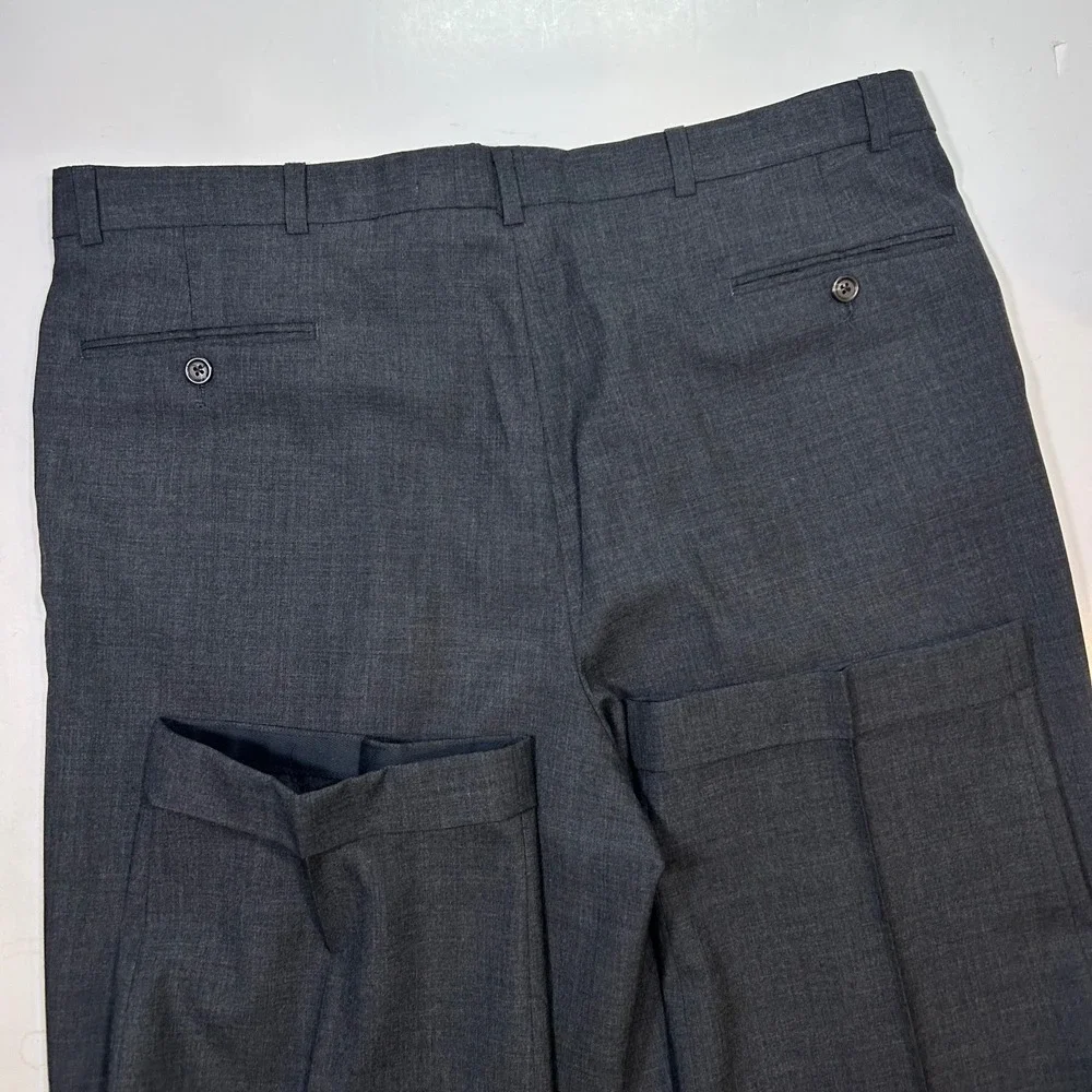 Lauren Ralph Lauren Dress Pants Pleated Super 100s Wool Gray Mens 36x32 Runs big